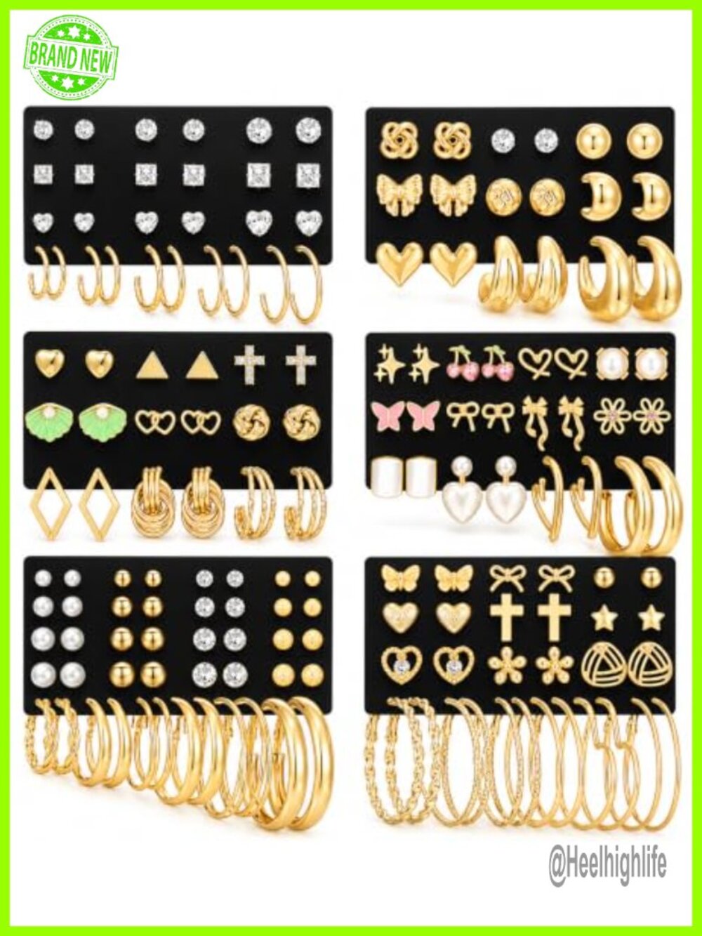 81 Pairs Gold Stud Hoop Earrings Set for Women Multipack Pearl Cubic Zirconia